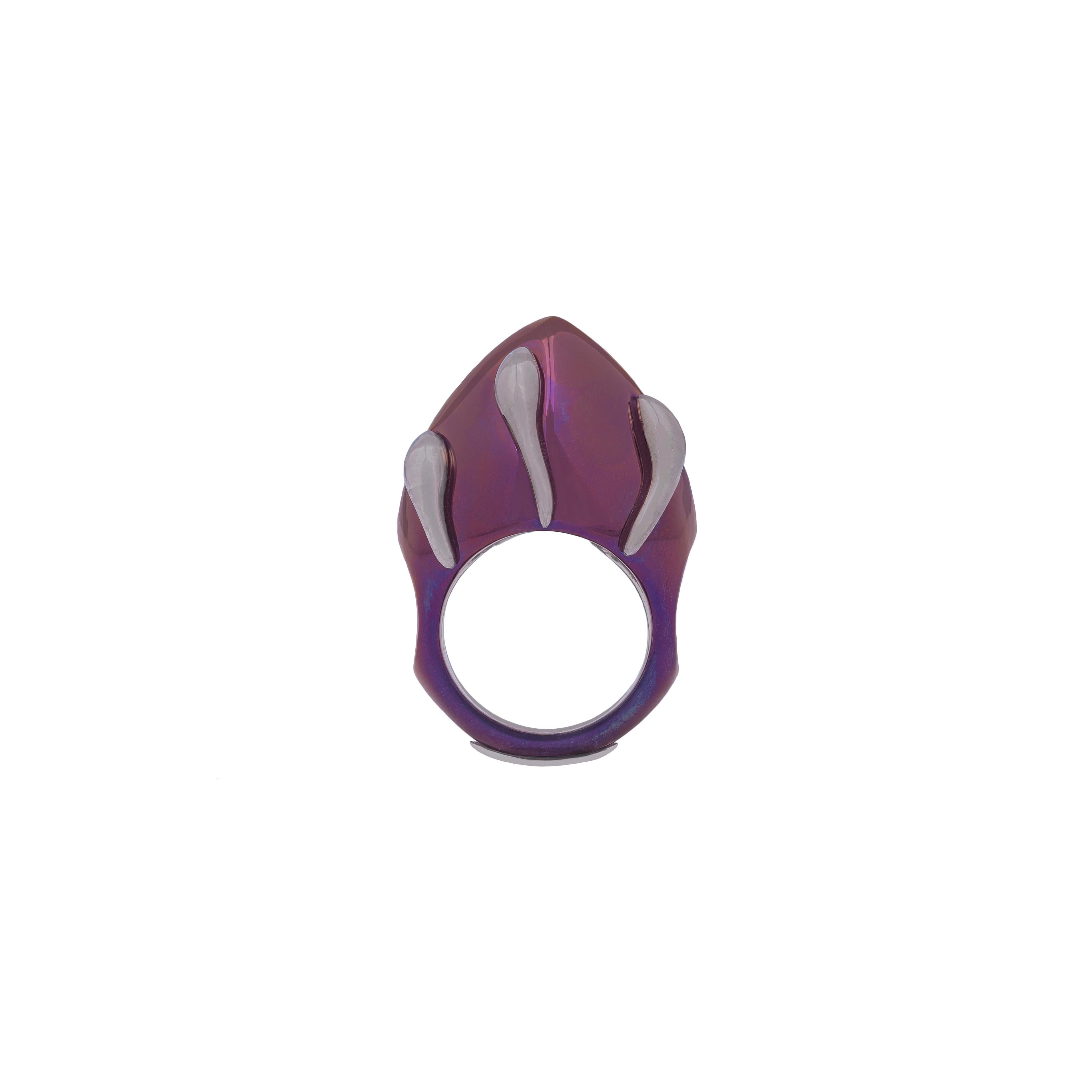 For Sale:  18k White Gold and Titanium Dome Ring 2