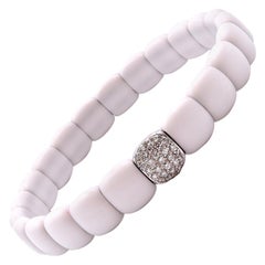 18 Karat White Gold and White Ceramic Diamond Bracelet
