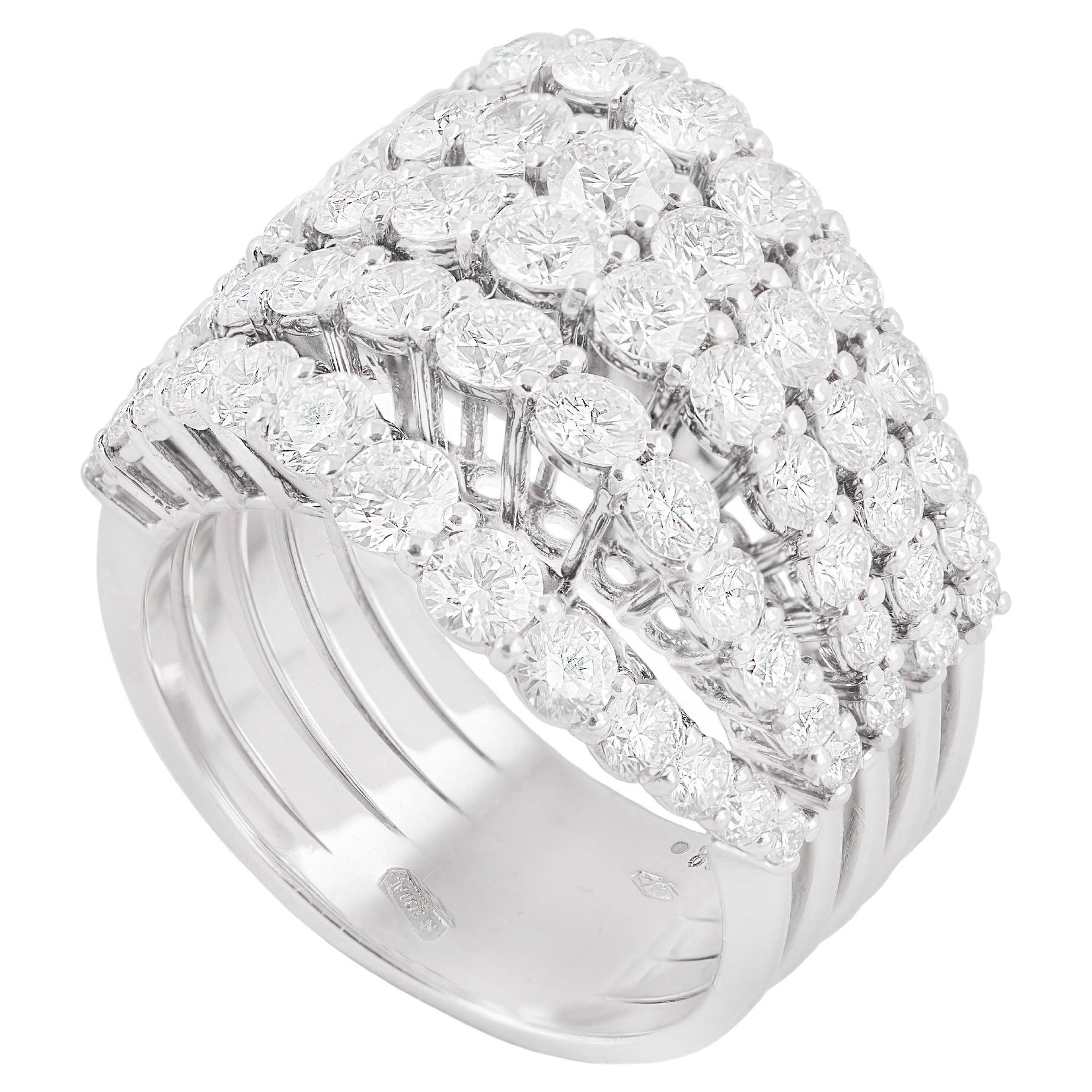 For Sale:  18k White Gold and White Diamonds Waves Ring