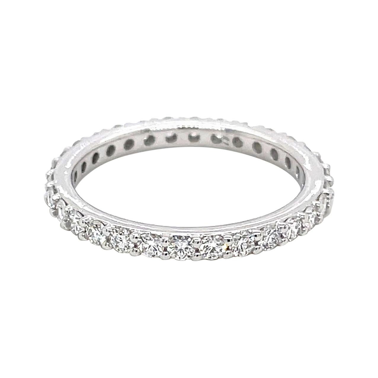 18k White Gold Anniversary Band with White Diamonds For Sale