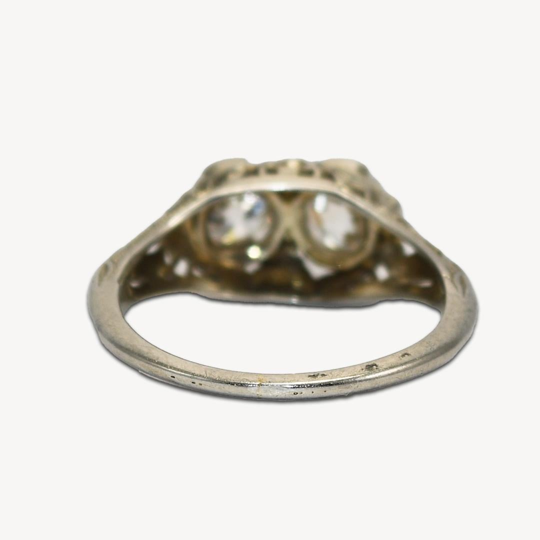 18K White Gold Antique Diamond Ring 0.99ct In Excellent Condition In Laguna Beach, CA