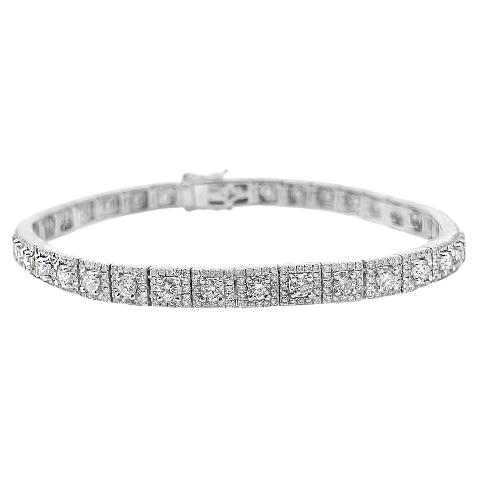 18K White Gold Antique Inspired Tennis Bracelet