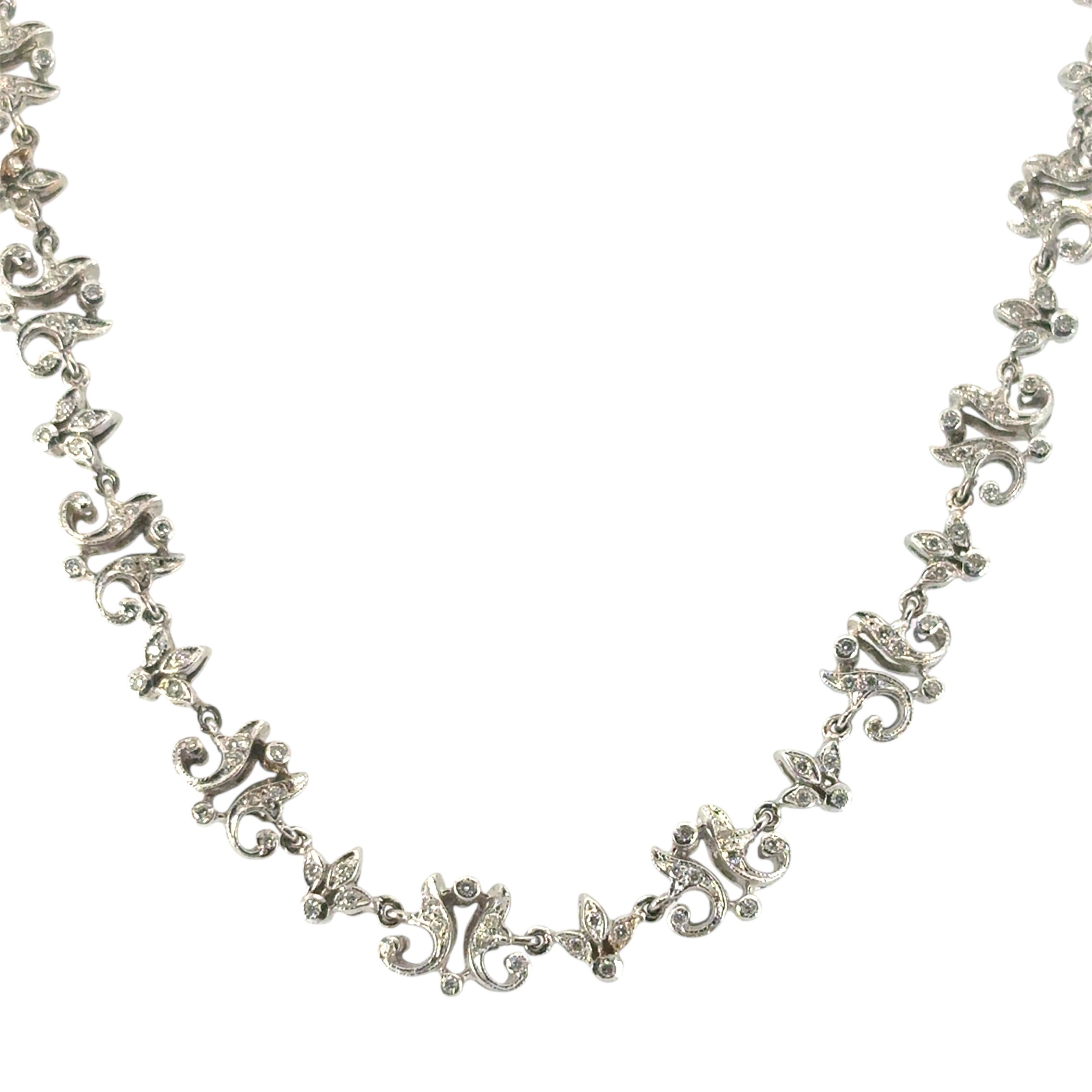 Moderno Collana floreale in oro bianco 18k con diamanti da 2,63 carati circa in vendita