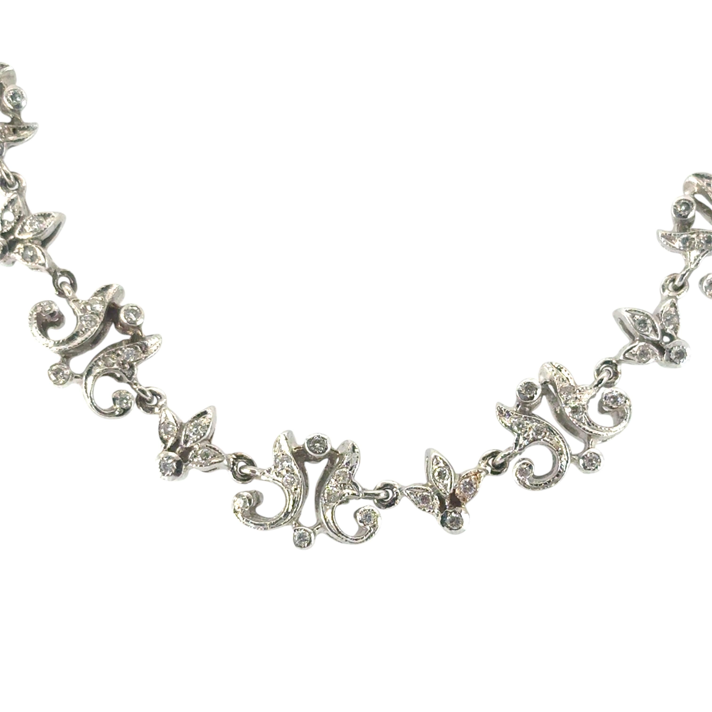 Donna Collana floreale in oro bianco 18k con diamanti da 2,63 carati circa in vendita