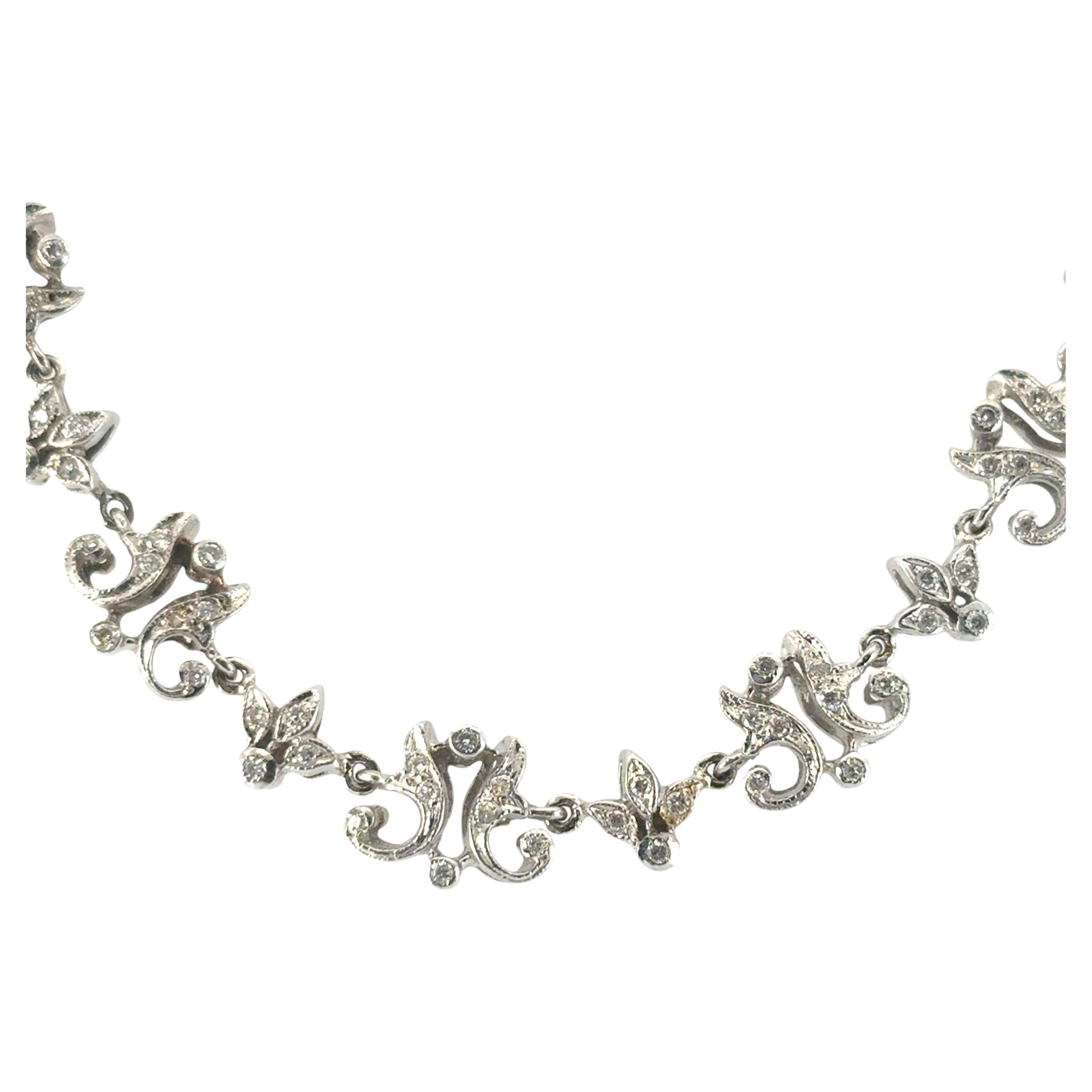 18k White Gold approx. 2.63ctw Diamond Floral Necklace