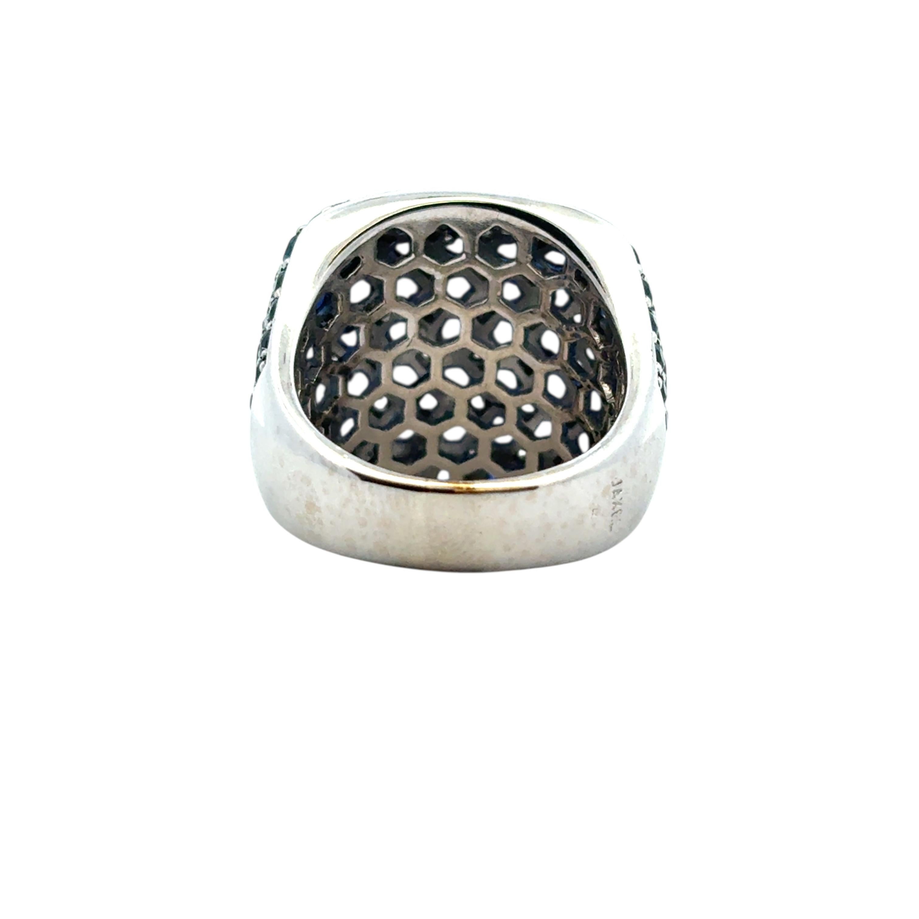 Anillo Cúpula Oro Blanco 18k aprox. 4,94ctw Zafiros Azules 0,72ctw Diamantes Naturales en venta 2