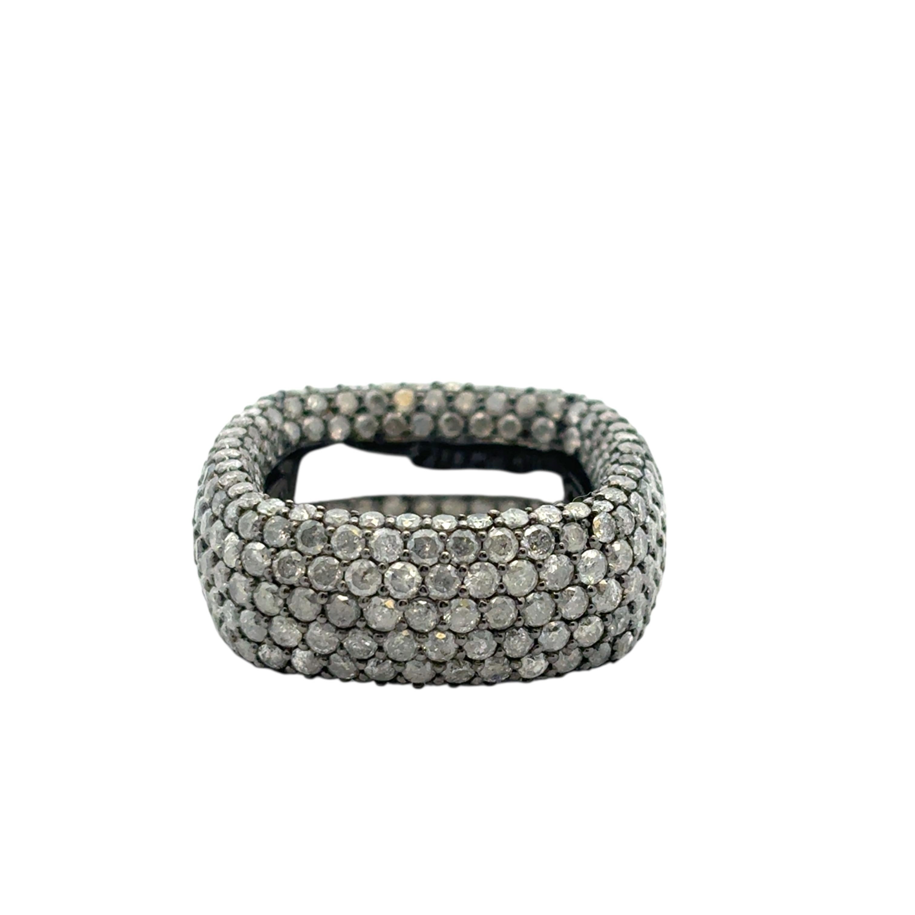 18k White Gold approx. 6.99ctw Black Diamond Square Ring en vente 4