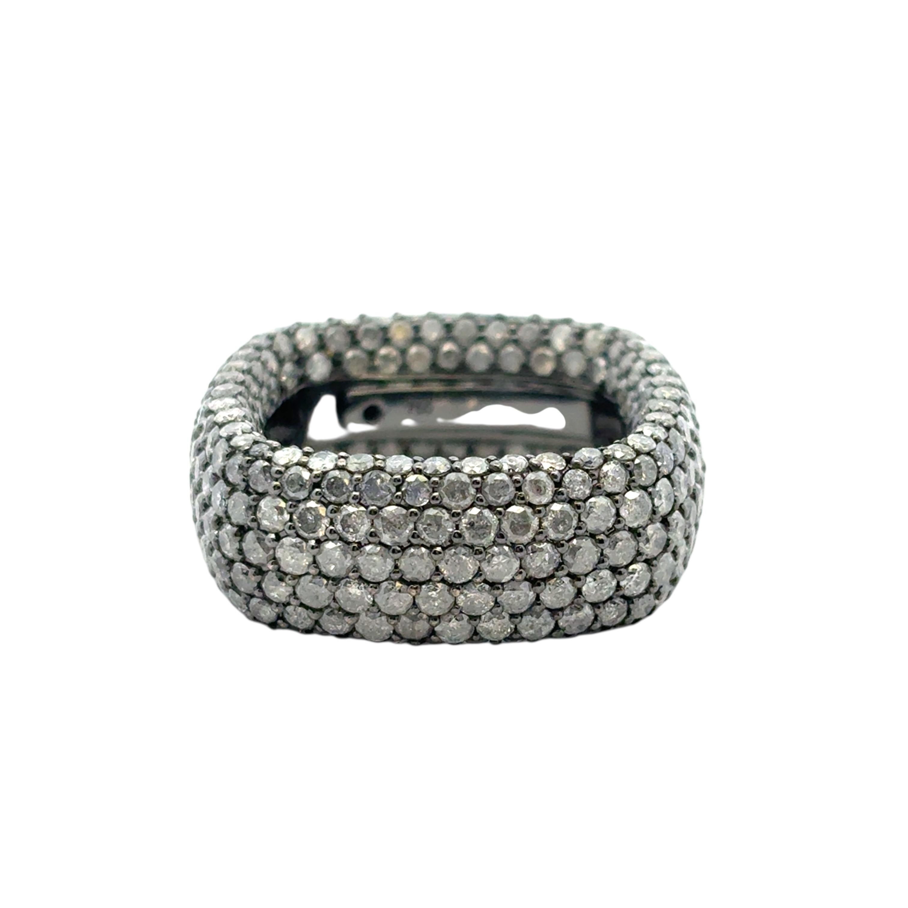 18k White Gold approx. 6.99ctw Black Diamond Square Ring en vente 6