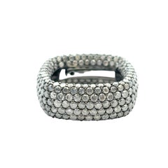18k White Gold approx. 6.99ctw Black Diamond Square Ring