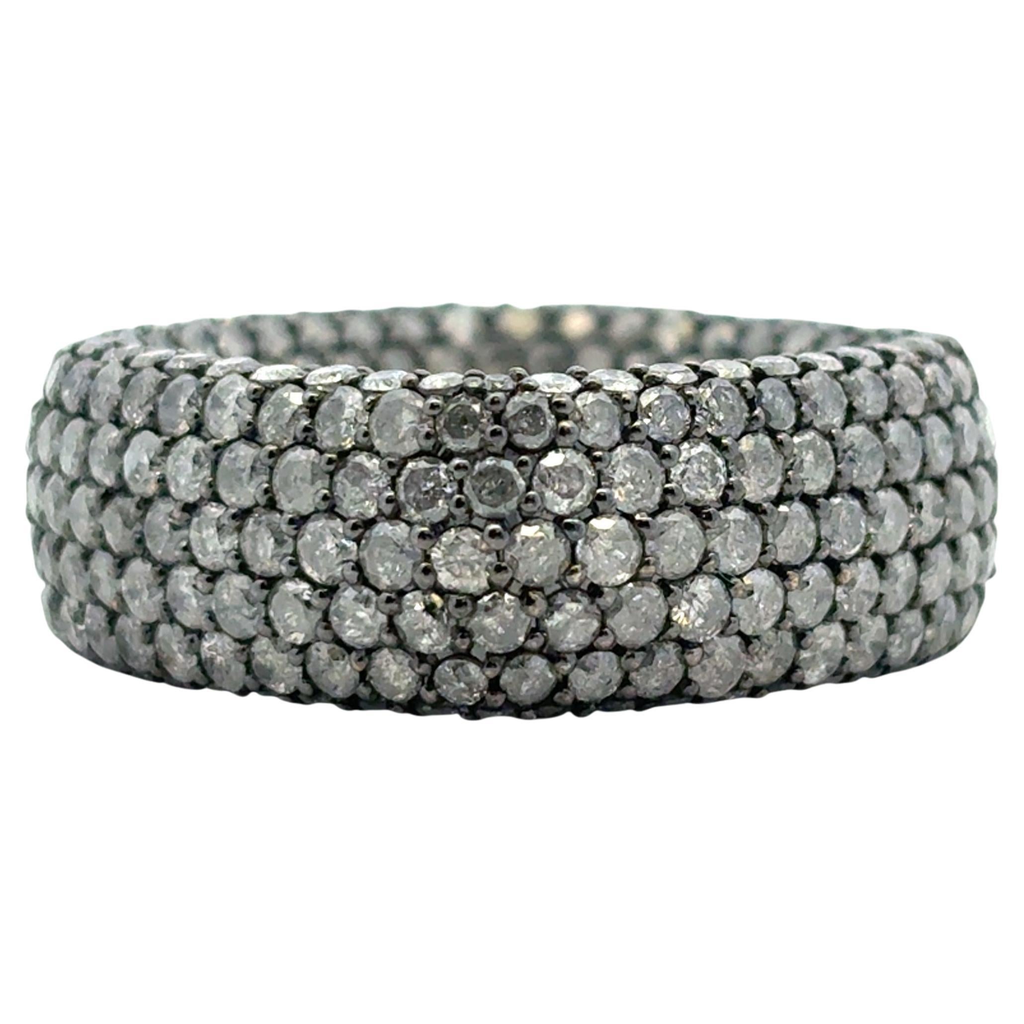 18k White Gold approx. 6.99ctw Black Diamond Square Ring