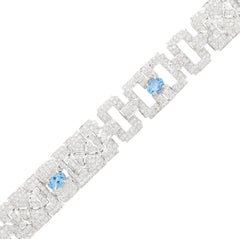 Bracelet en or blanc 18k, aigue-marine et diamant