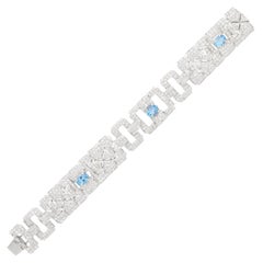 Armband aus 18k Weißgold, Aquamarin und Diamant