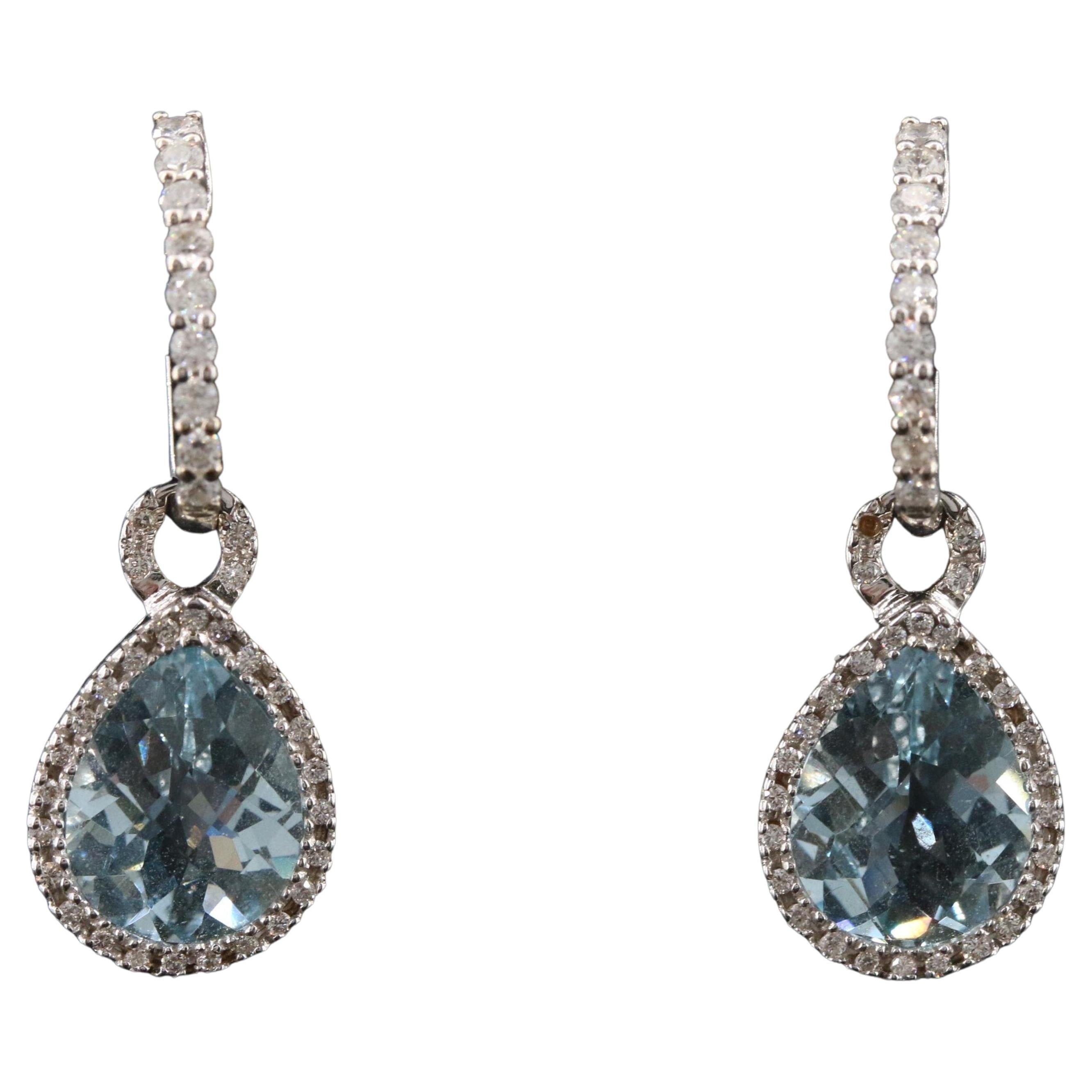 Solid Gold Tanzanite and Diamonds Dangle Earrings, Cute Earrings for