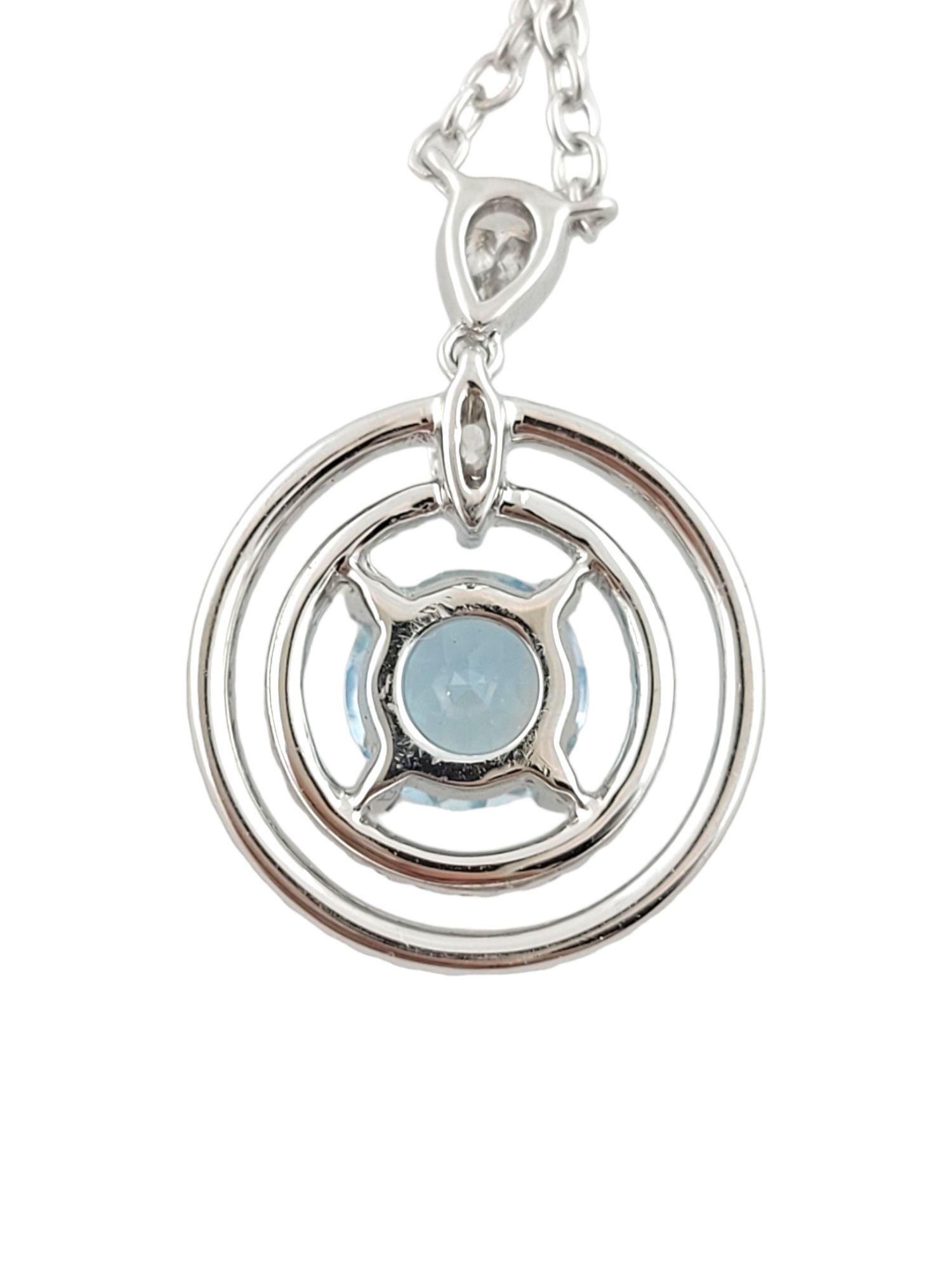 18K White Gold Aquamarine and Diamond Pendant Necklace #14748 In Good Condition For Sale In Washington Depot, CT