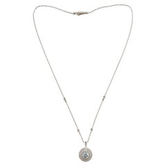 Vintage 18K White Gold Aquamarine and Diamond Pendant Necklace #14748
