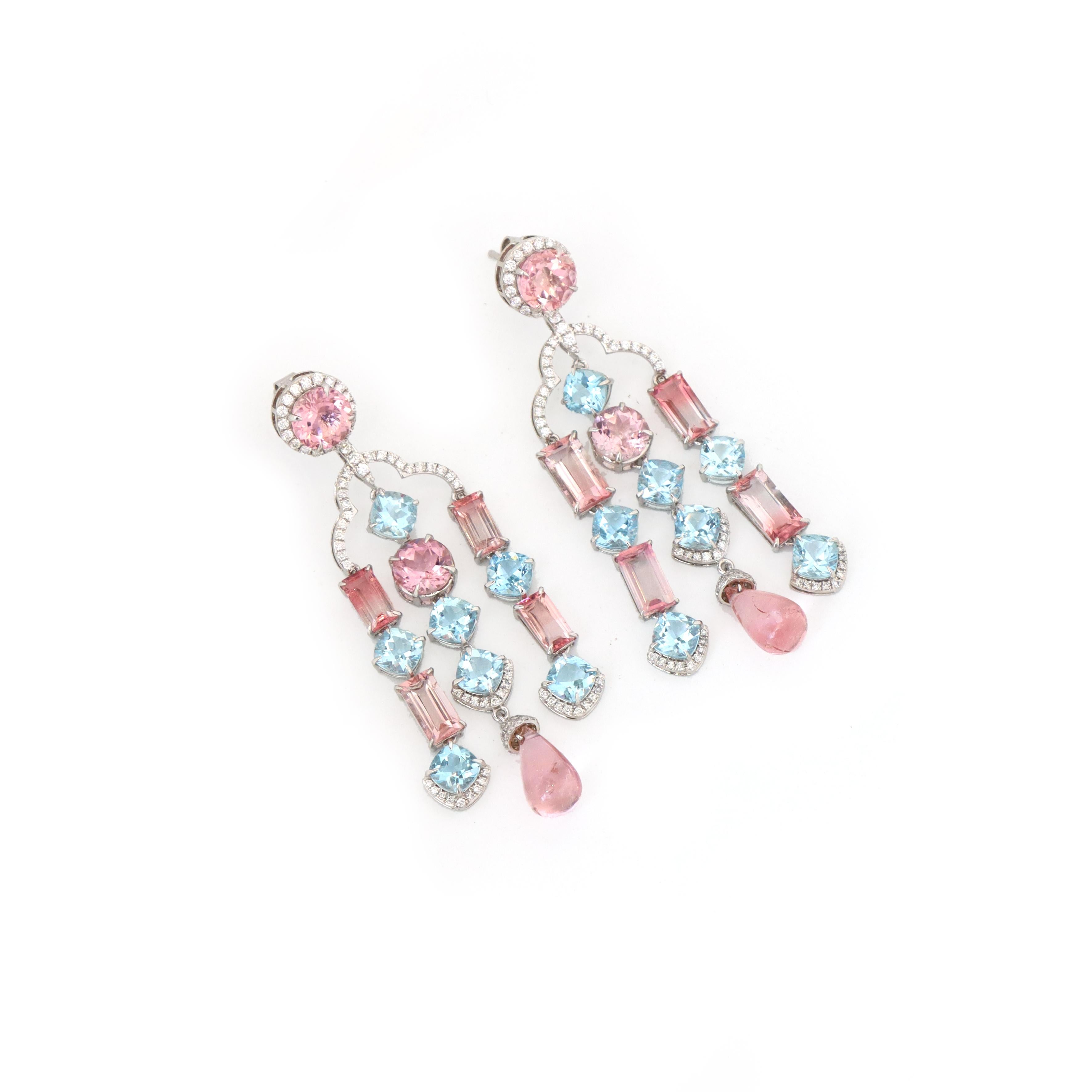 Code de l'article - NFJSD-1772

Pureté du métal - Or blanc 18K

Pierre précieuse - Aigue-marine et tourmaline

Poids total des diamants -1.060 CTS

Poids total des pierres - 26.48 CTS

Total PCS diamant - 199

Poids brut - 16,25 GM