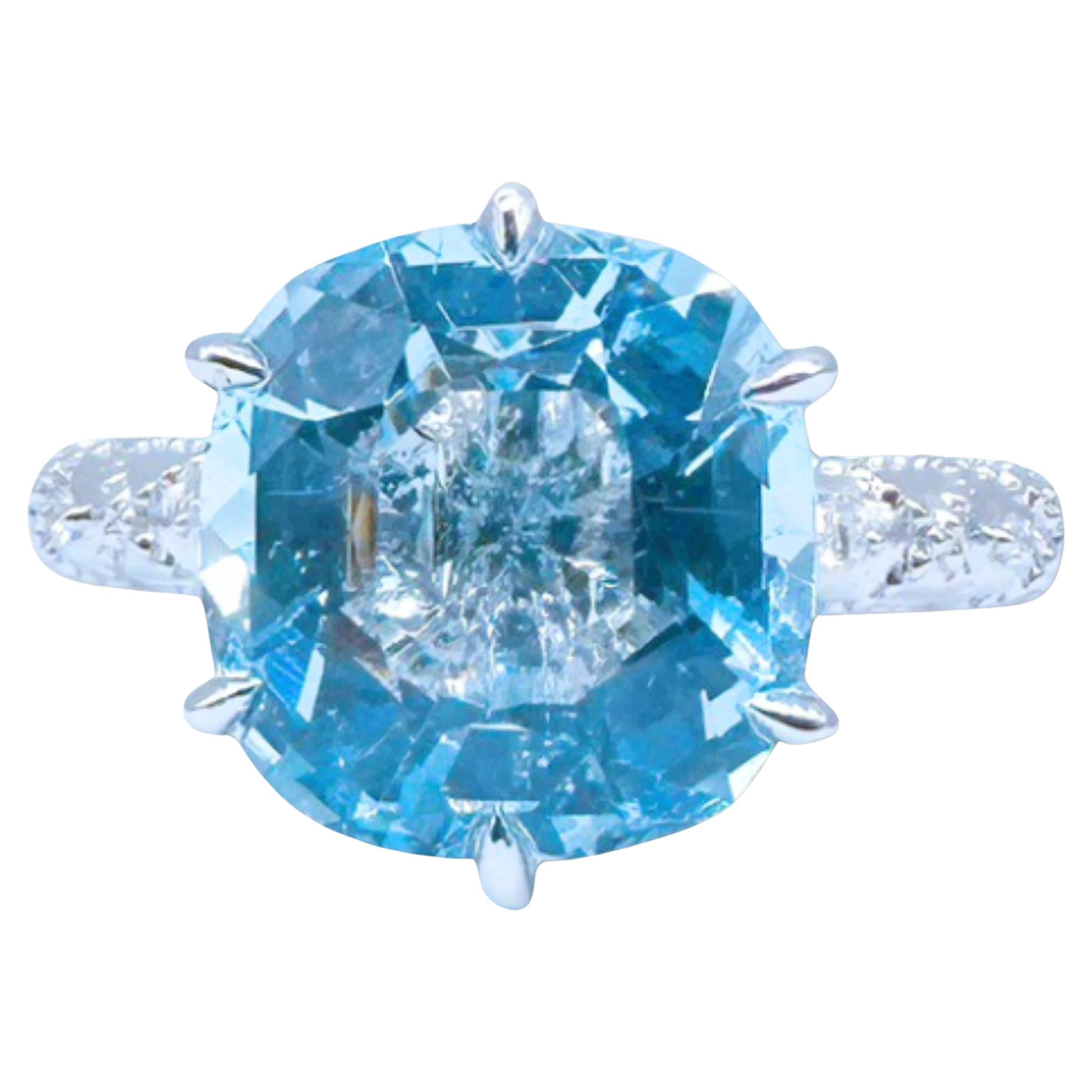 18K White Gold Aquamarine & Diamond Cocktail Ring