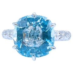 18K White Gold Aquamarine & Diamond Cocktail Ring