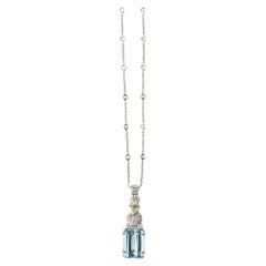 18 Karat Weißgold Aquamarin- und Diamant-Tropfen-Collier