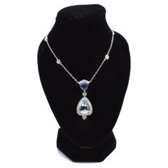 18k White Gold Aquamarine & Diamond Necklace