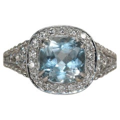 18k White Gold Aquamarine & Diamond Ring, 1.75 Carat, .50tdw