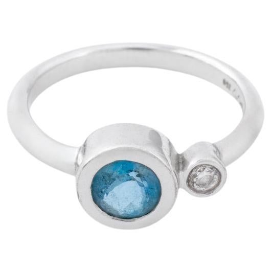18K White Gold Aquamarine Diamond Ring For Sale