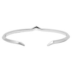 18k White Gold Architectural Minimalist Open-Ended Fang Bangle