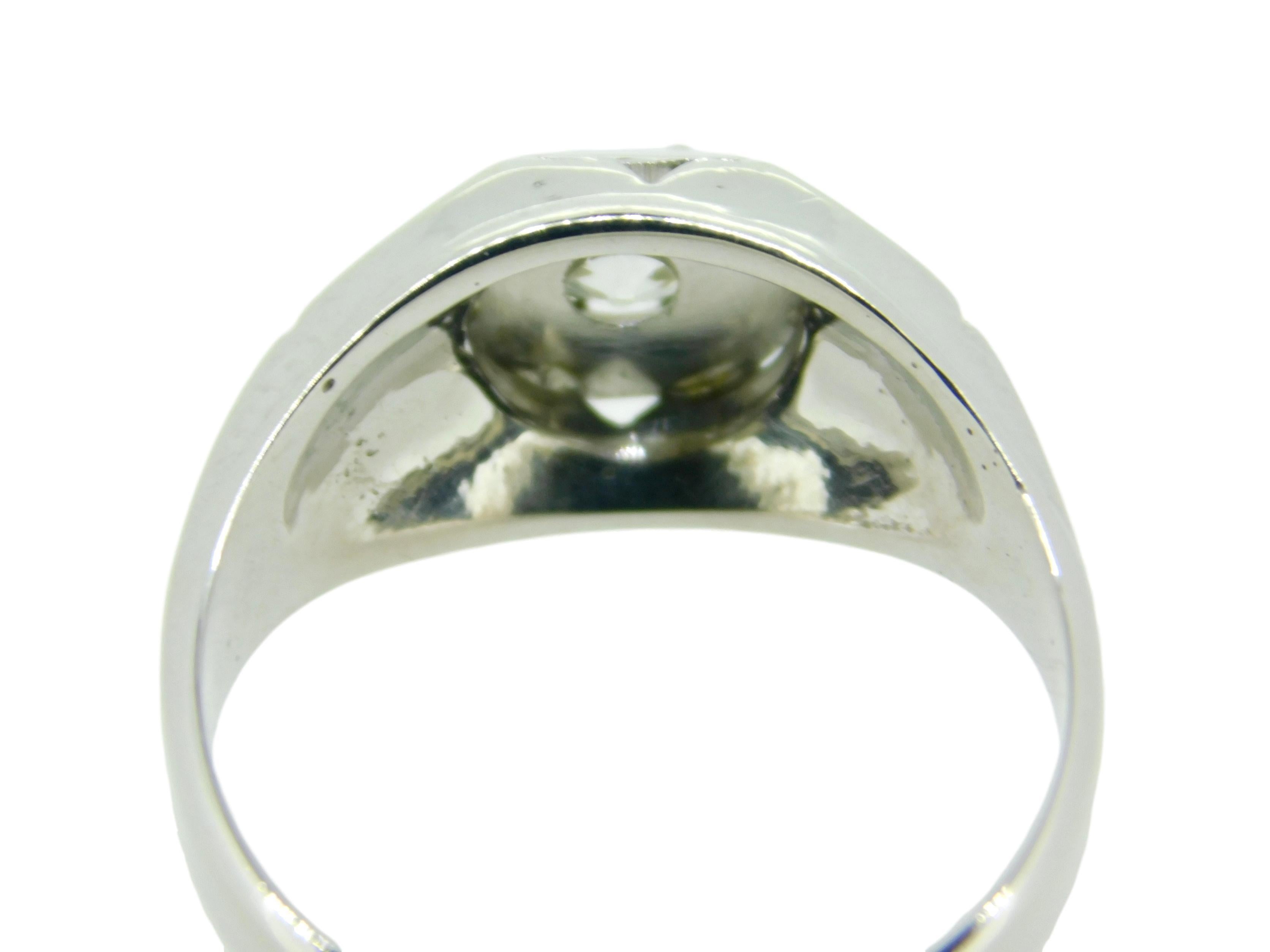 18 Karat Weißgold Art Deco 1/2 Karat echter natürlicher Diamant Herrenring '#J4636' im Zustand „Hervorragend“ im Angebot in Big Bend, WI