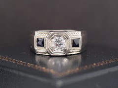 18K White Gold Art Deco 1940s Old European Brilliant Diamond Engagement Ring