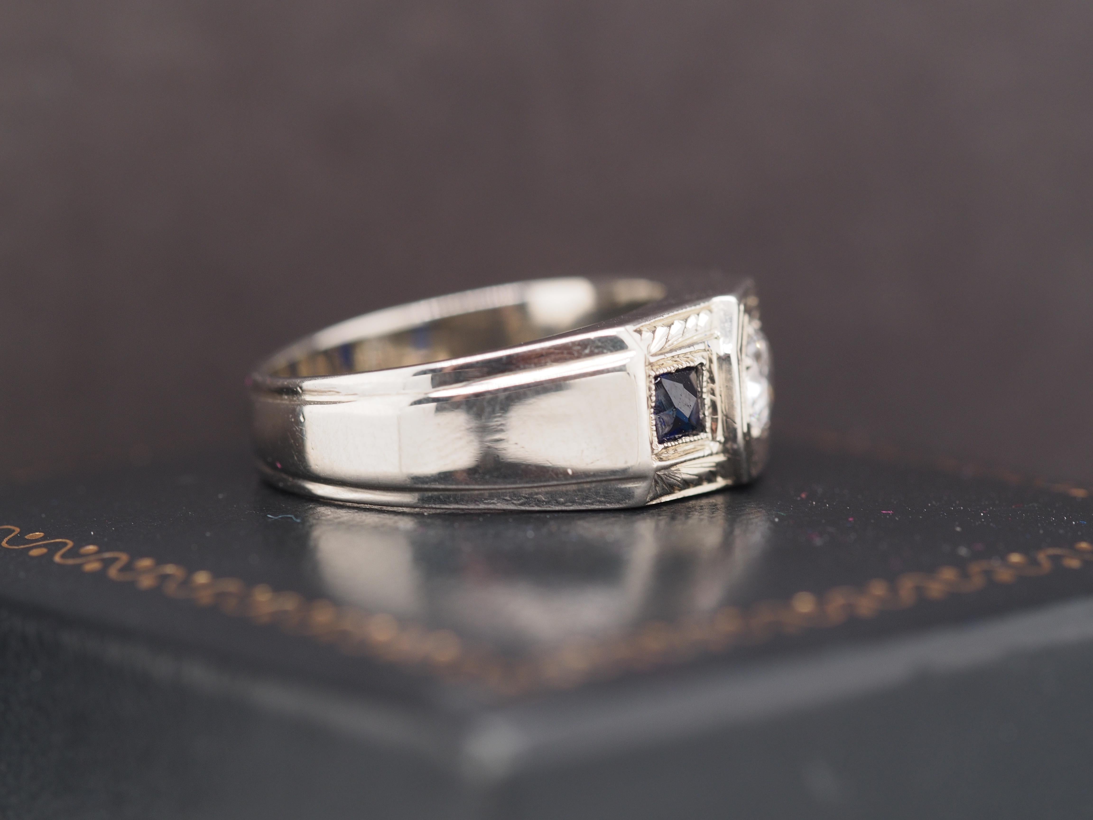 Old European Cut 18K White Gold Art Deco 1940s Old European Brilliant Diamond Engagement Ring For Sale