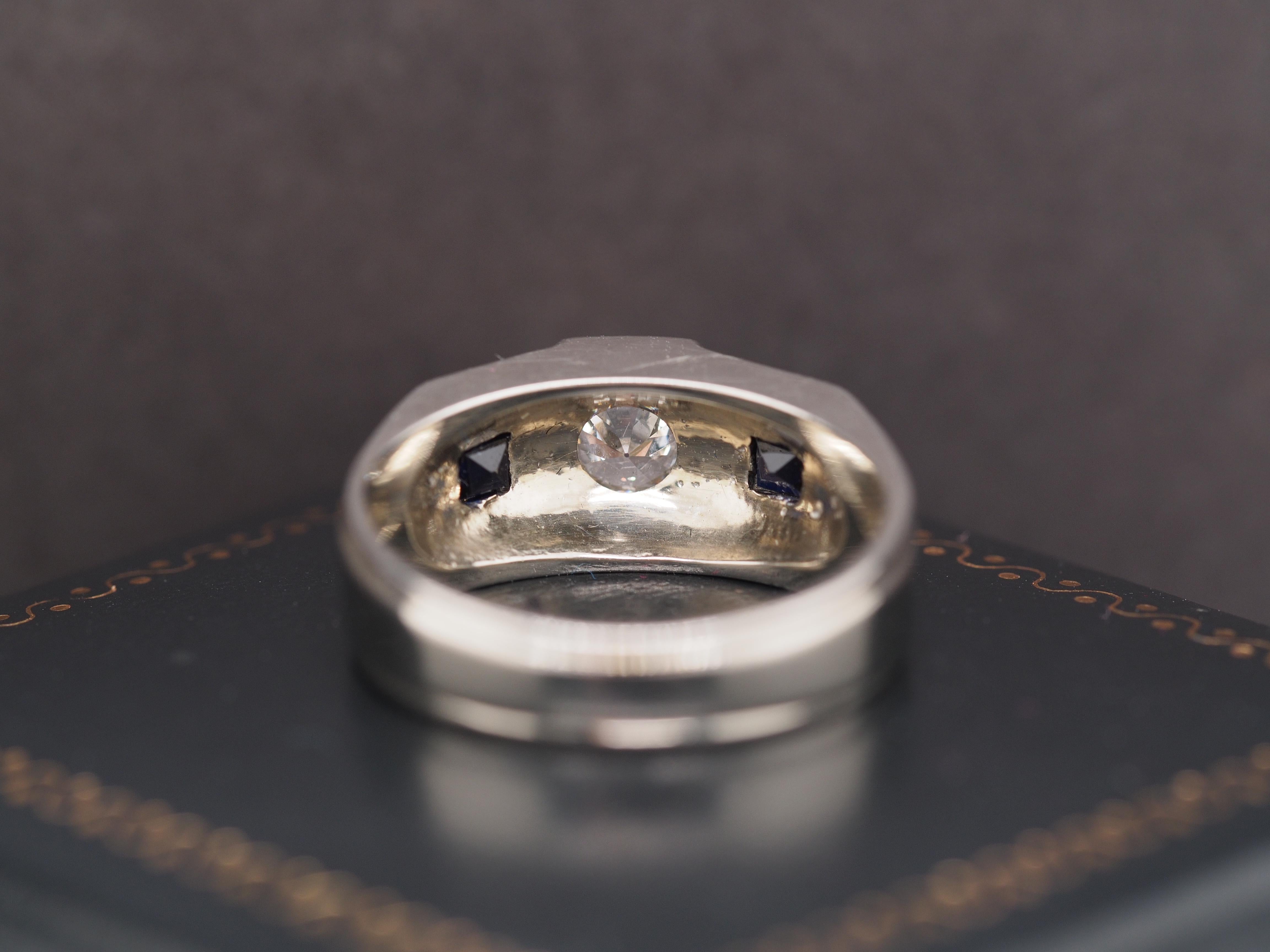 18K White Gold Art Deco 1940s Old European Brilliant Diamond Engagement Ring In Good Condition For Sale In Atlanta, GA