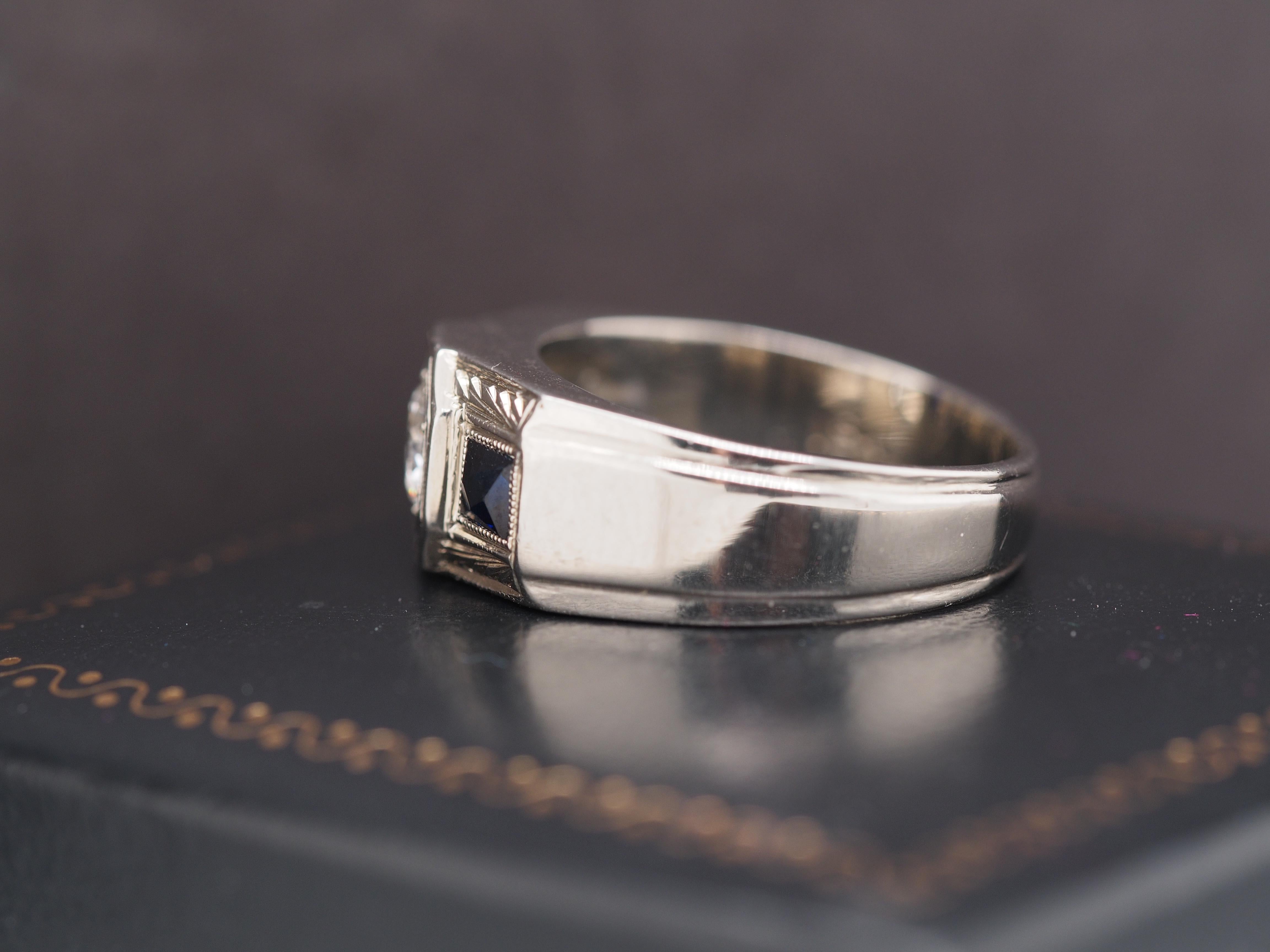 Women's 18K White Gold Art Deco 1940s Old European Brilliant Diamond Engagement Ring For Sale