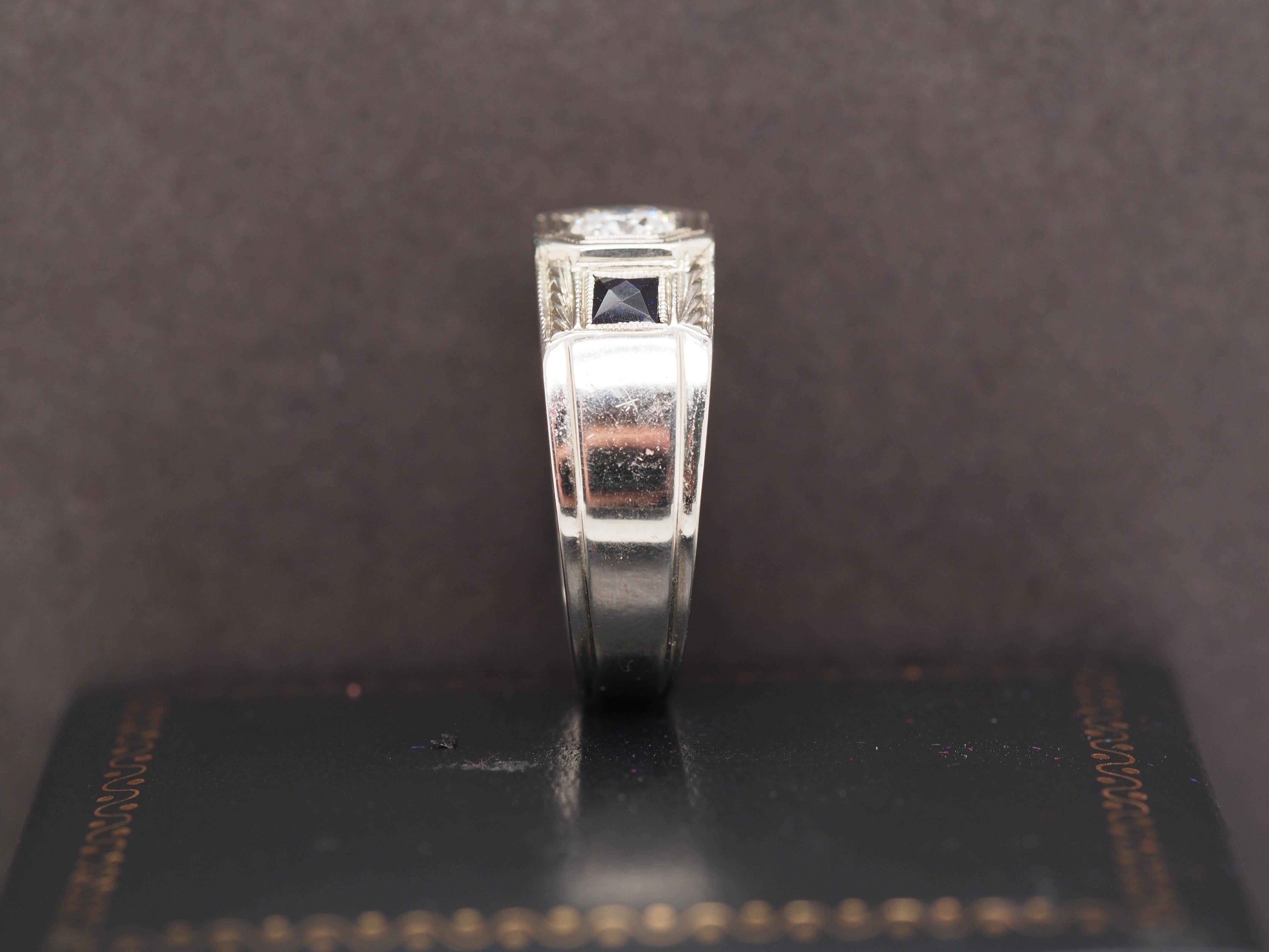 18K White Gold Art Deco 1940s Old European Brilliant Diamond Engagement Ring For Sale 2