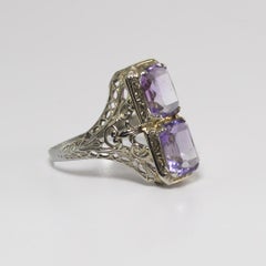 18K White Gold Art Deco Amethyst Ring
