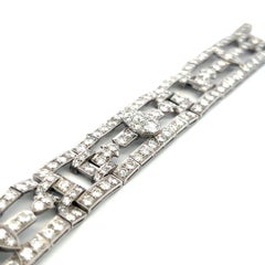 18K White Gold Art Deco Bracelet with 14 Carat Circular Brilliant Cut Diamonds