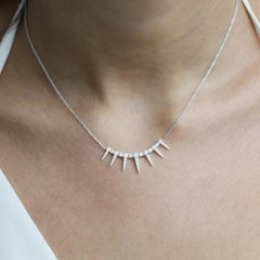 18 Karat White Gold Art Deco Style Dagger Spike Diamond Layering Necklace