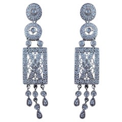 18K White Gold Art Deco Diamond Earrings