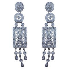 Antique 18K White Gold Art Deco Diamond Earrings