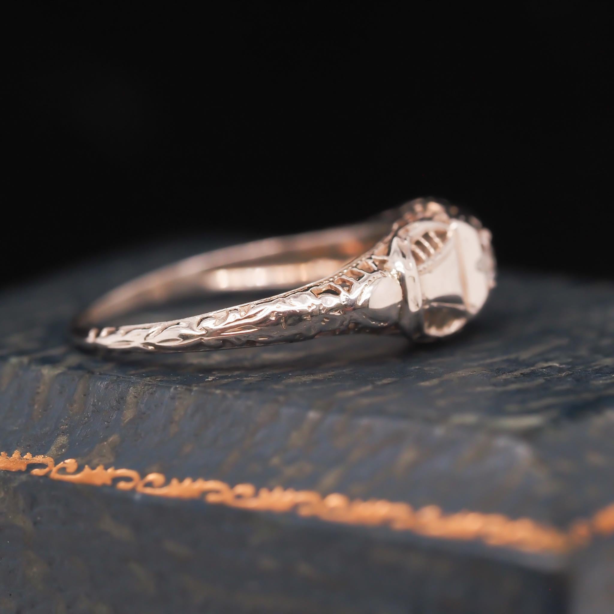 Women's 18K White Gold Art Deco Diamond Engagement Ring For Sale