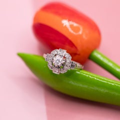 18k White Gold Art Deco Diamond Engagement Ring – French Antique Jewelry