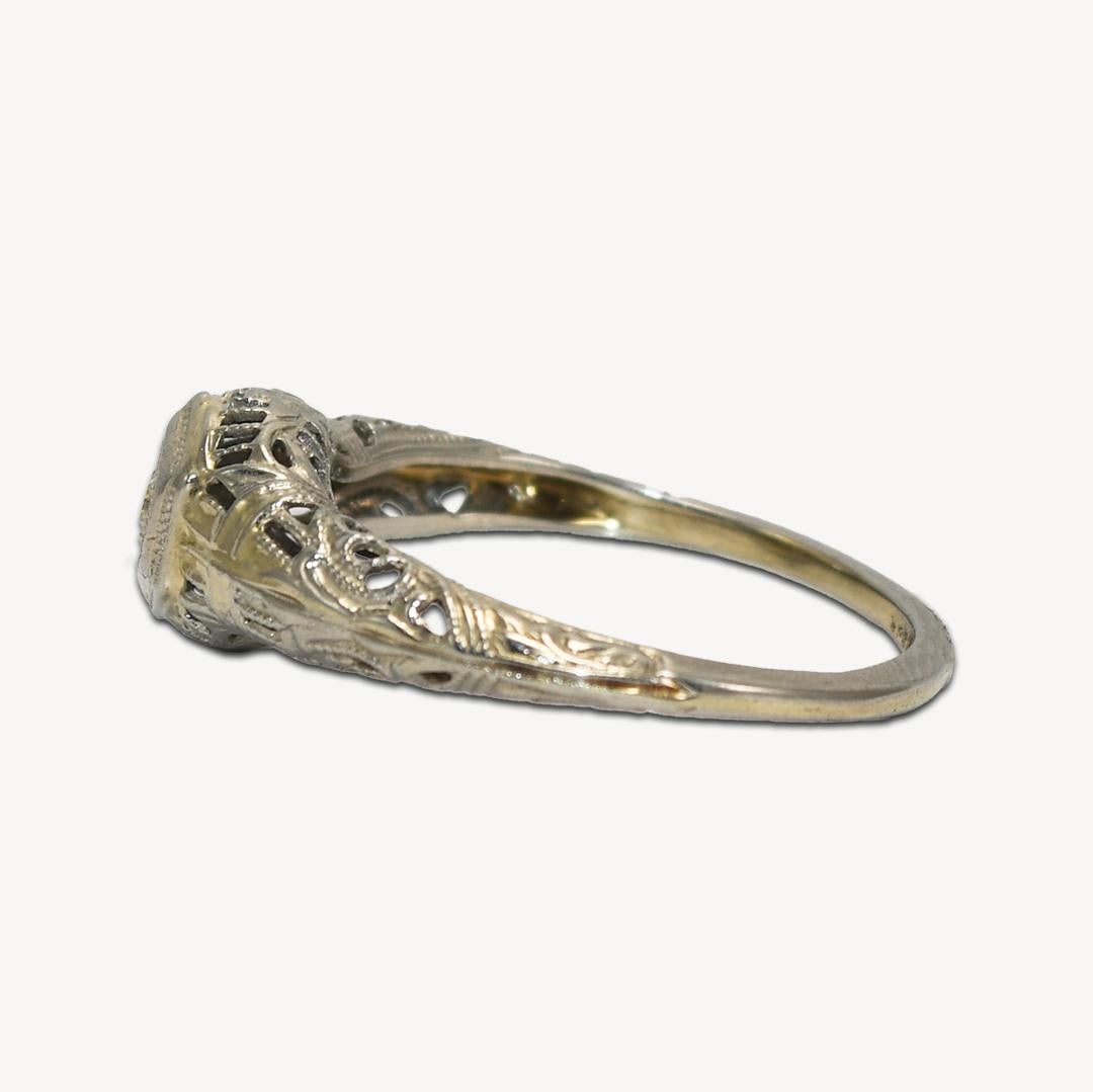 Women's or Men's 18K White Gold Art Deco Diamond Ring For Sale