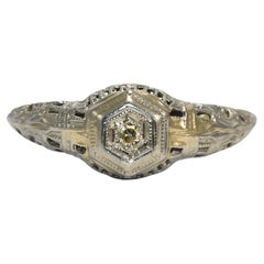 Retro 18K White Gold Art Deco Diamond Ring