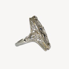 18K White Gold Art Deco Diamond & Spinel Ring 0.10ct
