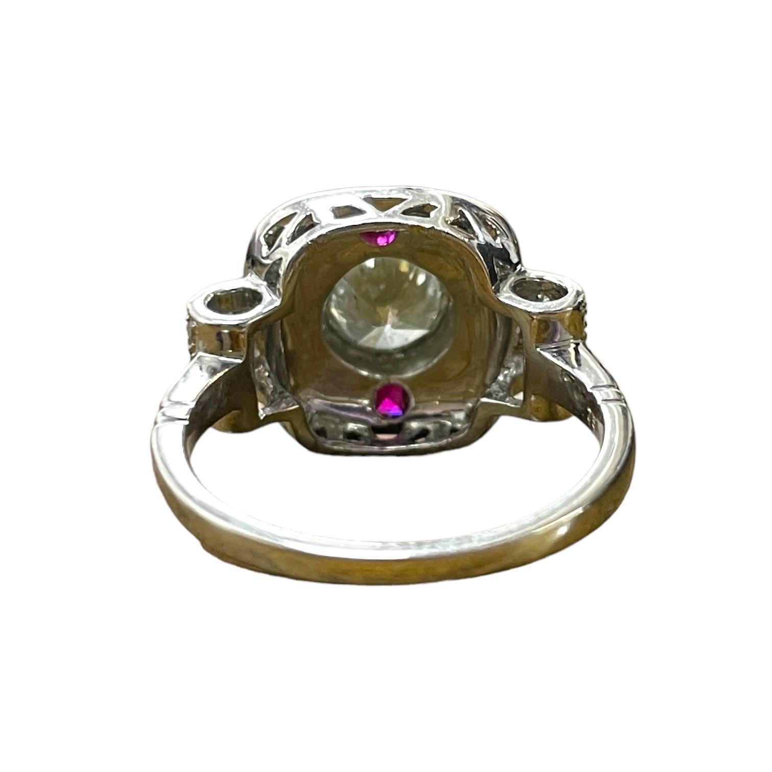 18K White Gold Art Deco GIA Certified Natural Diamond and Black Spinel Ring For Sale 1