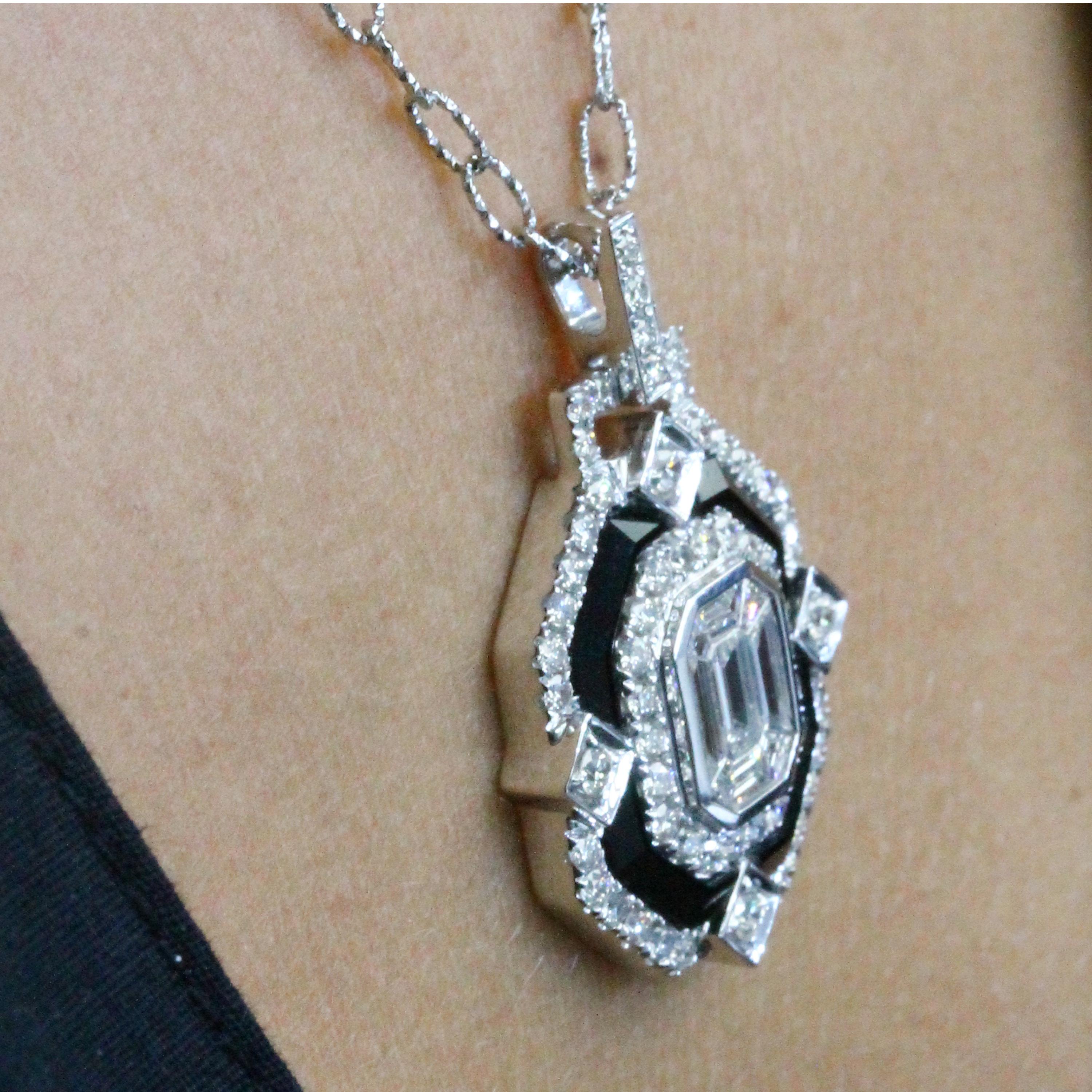 black onyx and diamond pendant