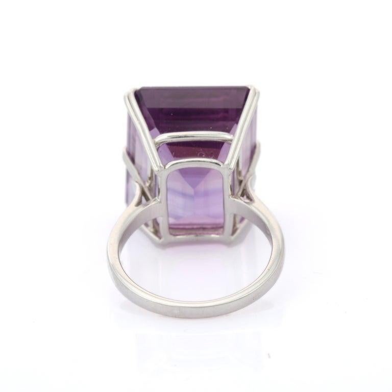 En venta: Oro blanco de 18 quilates estilo art déco 23,70 ct. Anillo de cóctel octogonal de amatista  6
