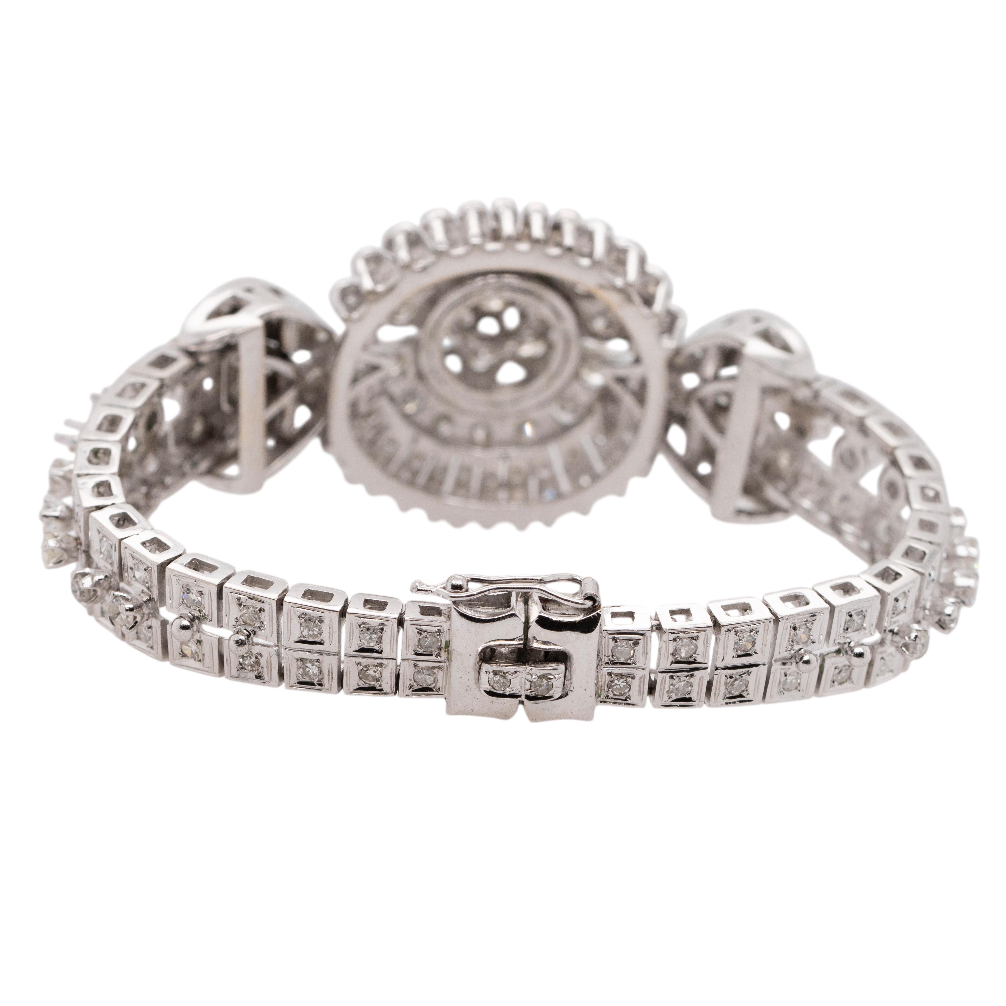 18k White Gold Art Deco Vintage Diamond Bracelet In Excellent Condition For Sale In Boca Raton, FL