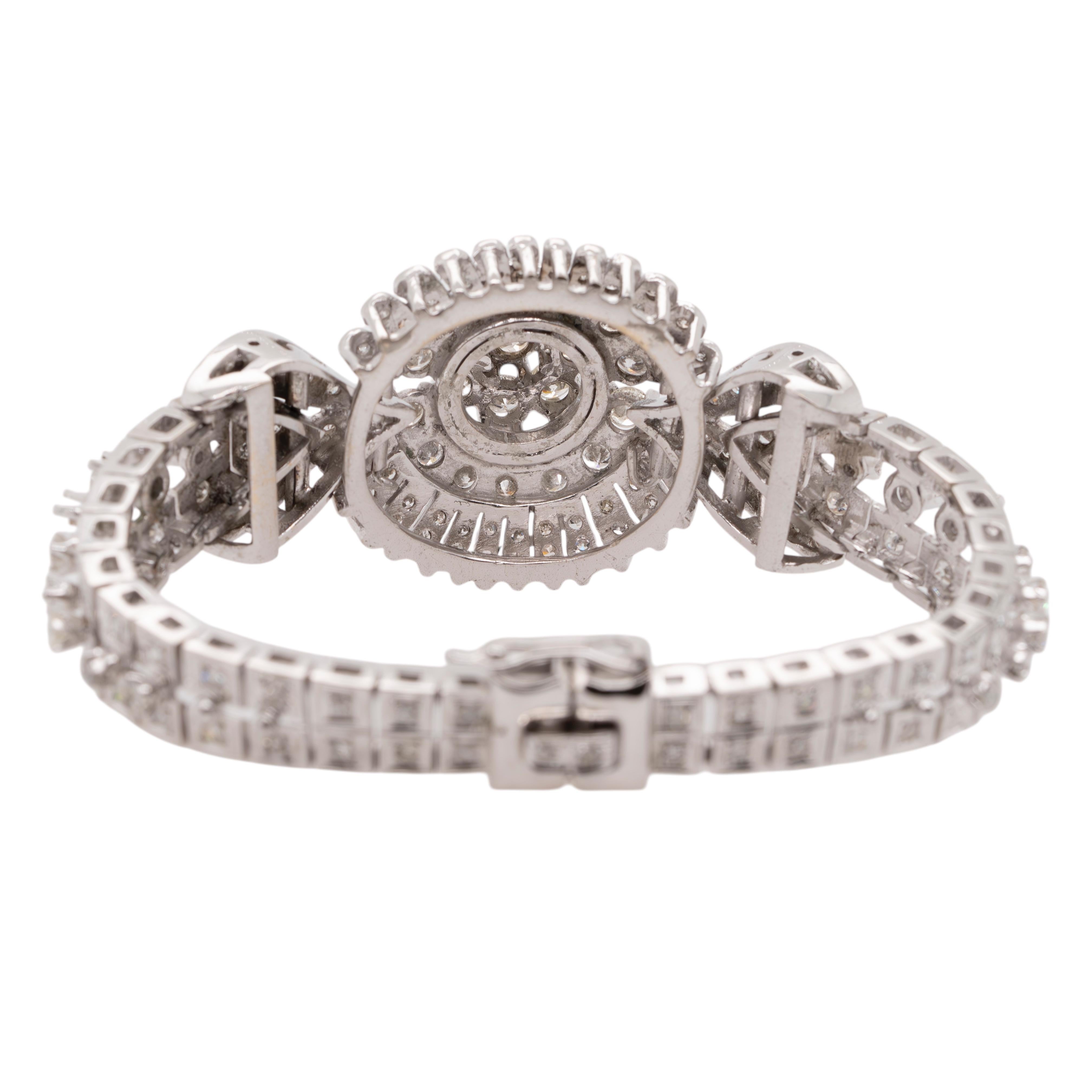 Women's or Men's 18k White Gold Art Deco Vintage Diamond Bracelet For Sale