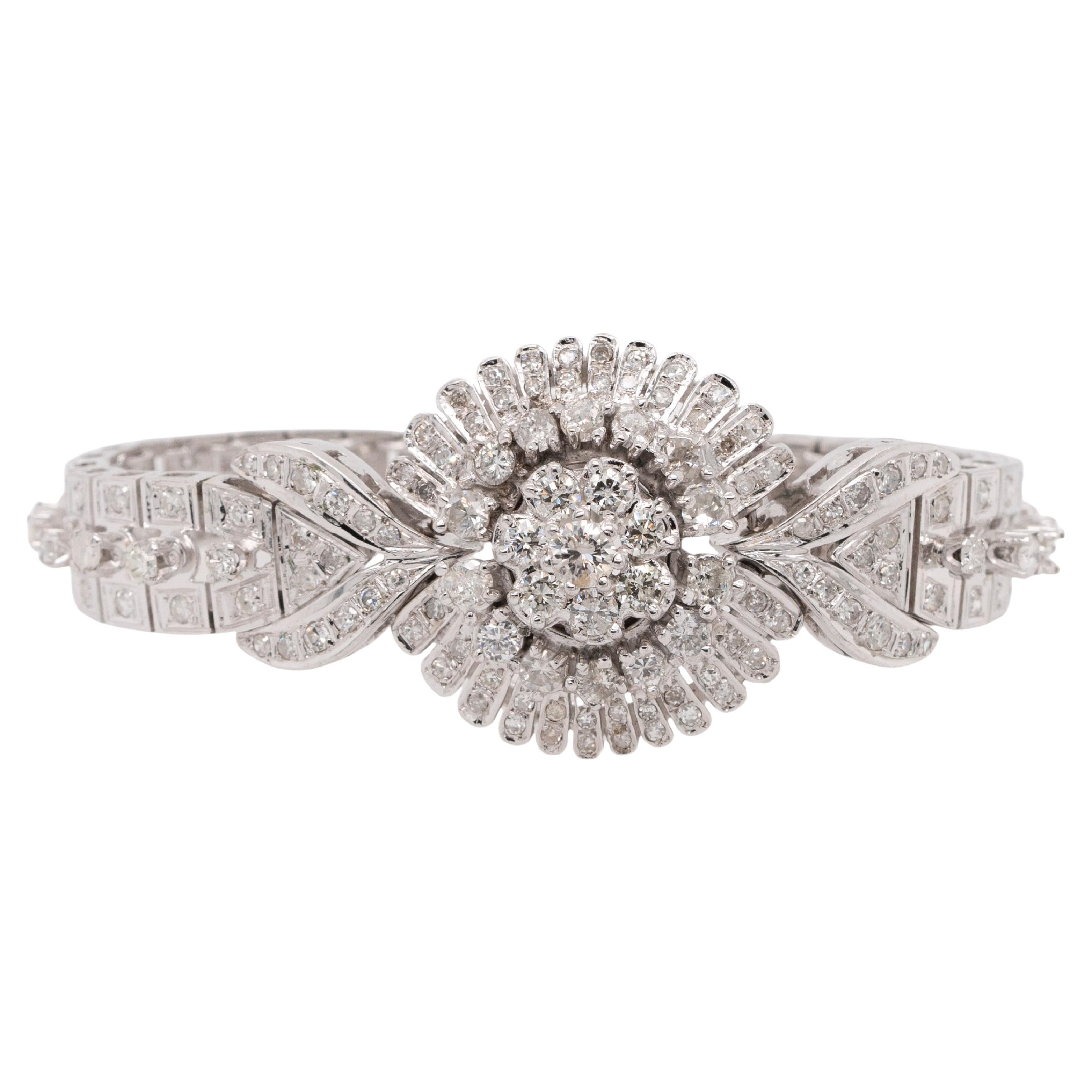 18k White Gold Art Deco Vintage Diamond Bracelet
