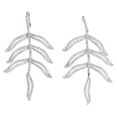 18K White Gold Articulated Leaf Earrings with Diamonds